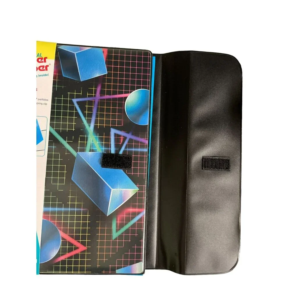 Mead Trapper Keeper NEW Black Pink Blue Geometric